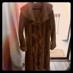 Long warm leather Newport News neutral color coat